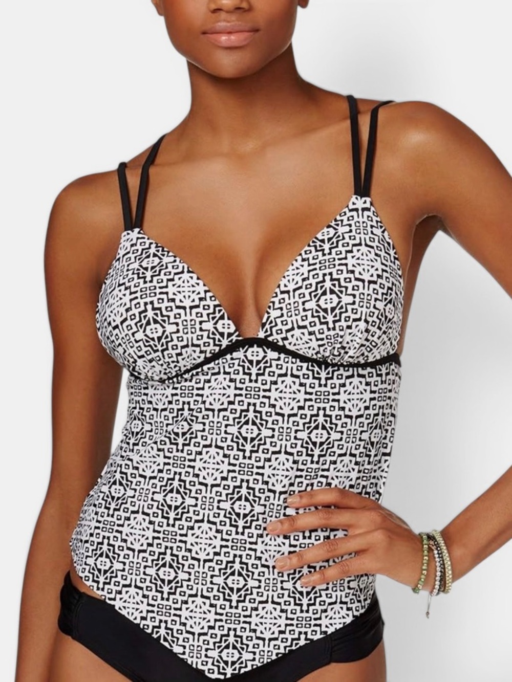 NWOT Hula Honey Black and White Aztec Swim Top, Size S, MSRP $30